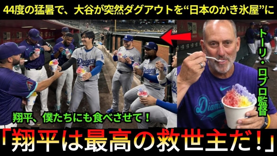 【大谷翔平】44度の猛暑で大谷が突然“日本のかき氷屋”に!ドジャース選手が「翔平、僕たちにも食べさせて!」と大興奮!【海外の反応 MLB 野球】