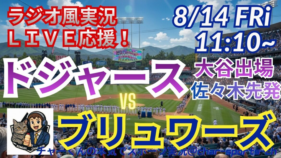 【大谷出場・佐々木先発!同時視聴ライブ応援】ドジャースVSブリュワーズをラジオ風に実況ライブ応援! #大谷翔平 #ドジャース #MLBLIVE #MLBライブ #野球 #mlb #大谷さんホームラン
